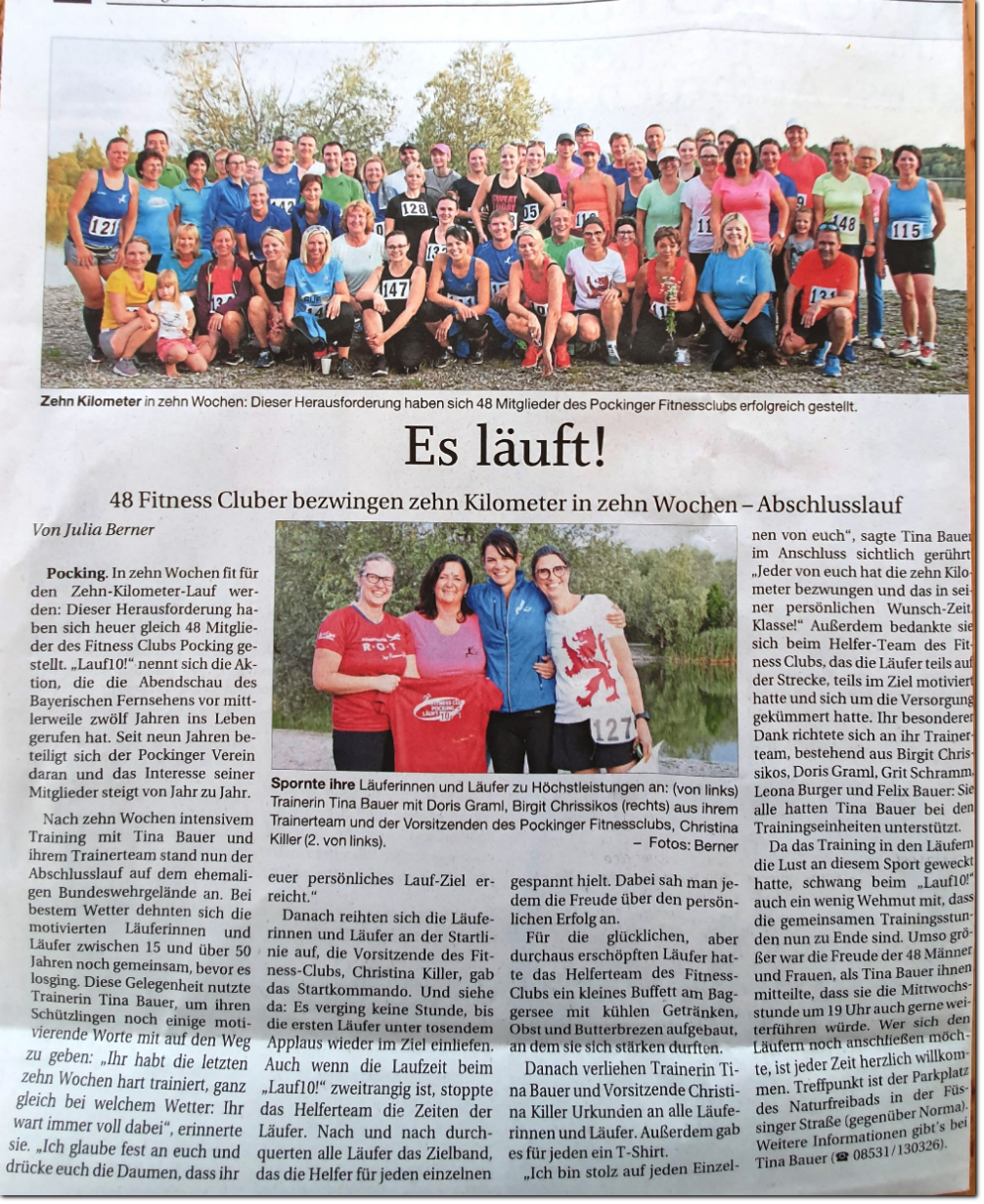 Presse Lauf10 2019, Pocking, Fitness Club Pocking,